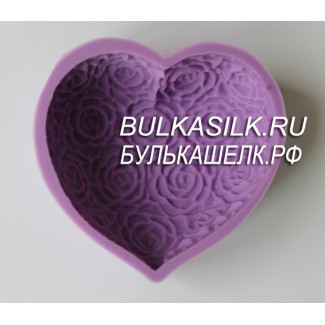 Силиконовая форма Сердце с розами 7*7 см
